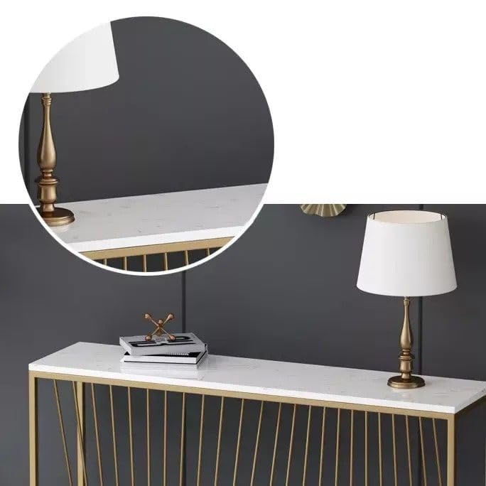 Minimalist Nordic Slate Iron Console Table for Modern Living Spaces
