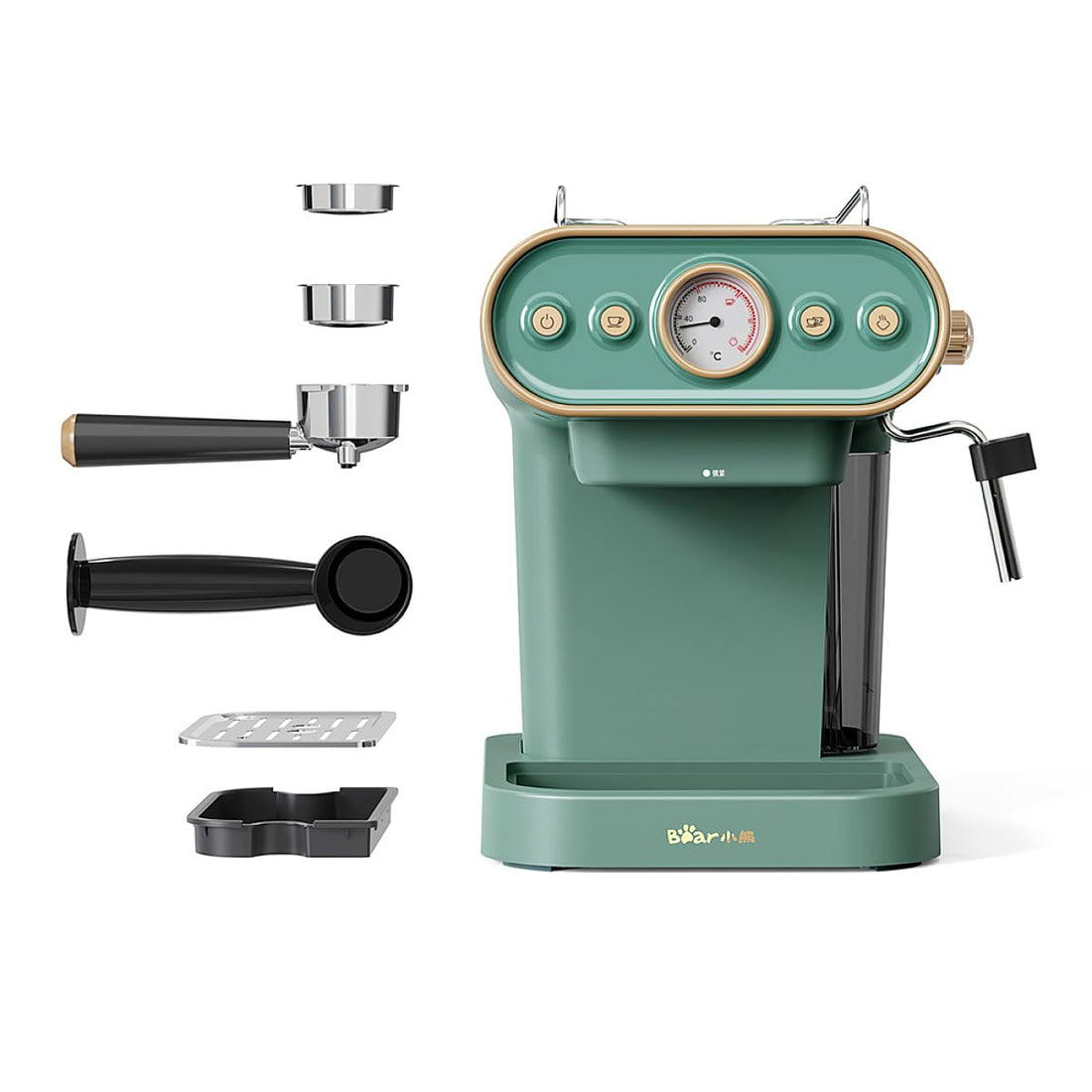 Kompakte Hochdruck-Kaffeemaschine mit Dampfaufschäumer